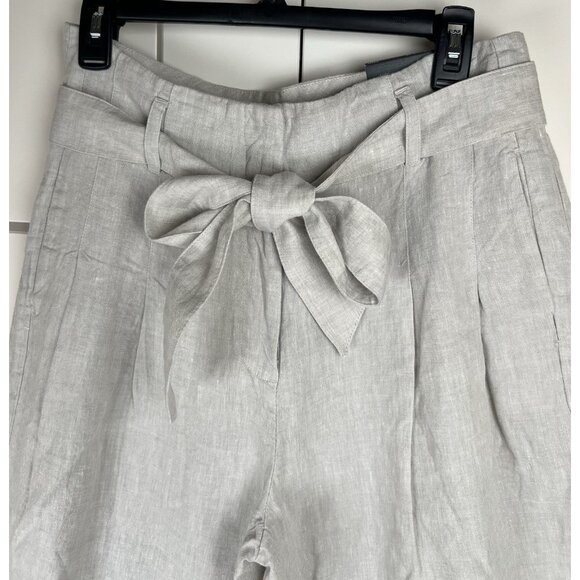 NWT Chico’s 100% Linen Fly Front Pleated Pants Dove Gray Women's Size 8 Petite - Picture 4 of 10